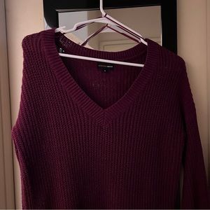Forever 21 / Ambiance Maroon V Neck Long Sweater